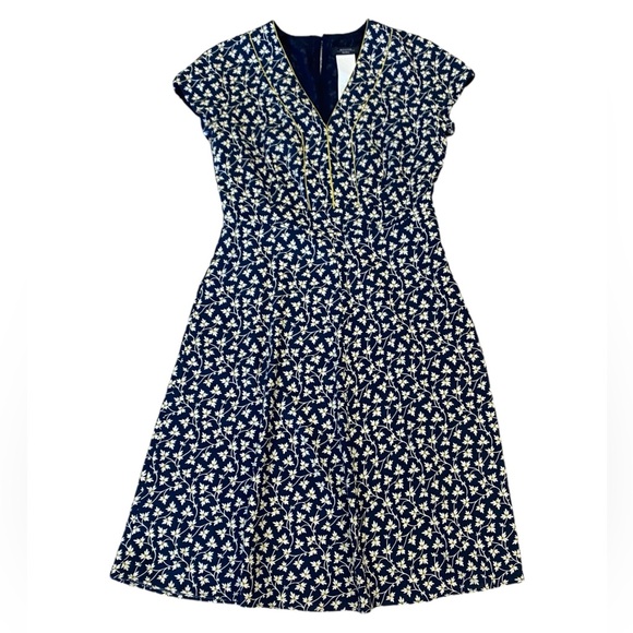 Weekend Max Mara Dresses & Skirts - Weekend Max Mara Dress Short Sleeve Navy Blue w/ White green Floral Mini Size 10